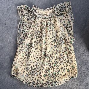 LOFT Animal Print Ruffle Blouse
